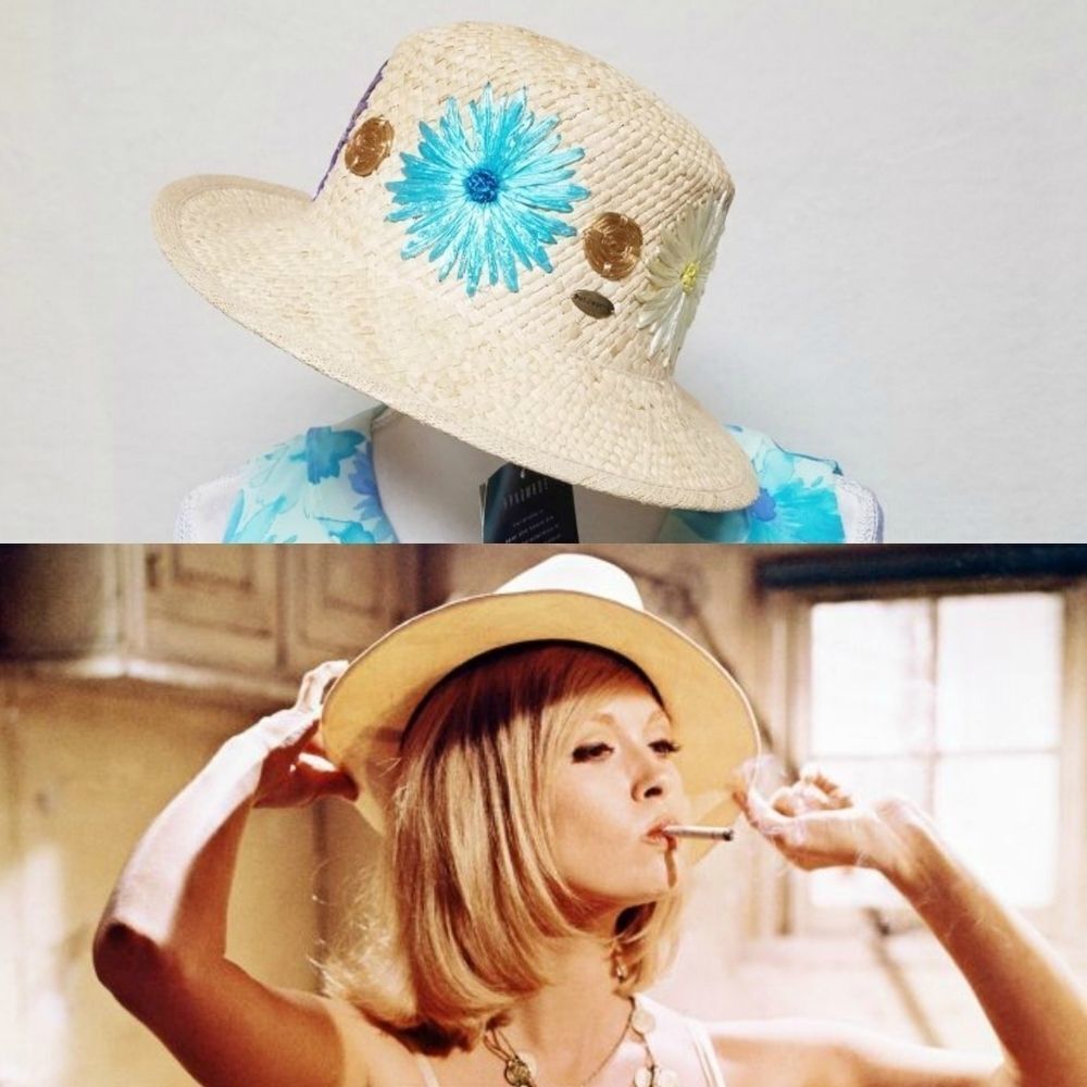 DEADSTOCK Vintage 90s Liz Claiborne Floral Straw Daisy Hat Bucket Hat OSFA